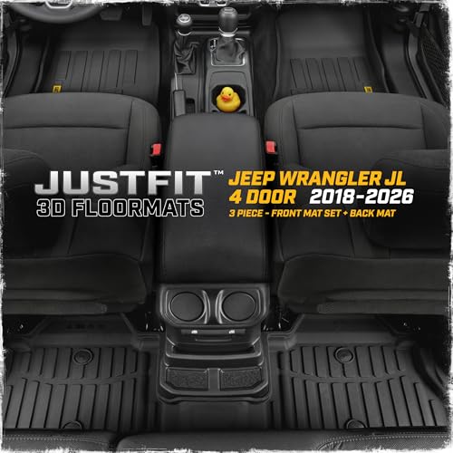 Cat® JustFit™ 3D Floor Mats for Jeep Wrangler JL 2018–2026 Custom Fit All Weather Floor Liners, Heavy Duty Rubber Mats for Jeep Wrangler Unlimited (Not for PHEV or JK) Accessories for Full Protection - style: Jeep Wrangler 4WD (2018-2026)