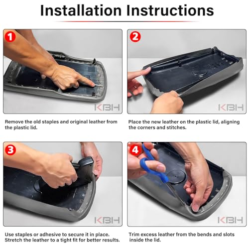 KBH Center Console Armrest Cover Replacement for Toyota Camry 2012 2013 2014 2015 2016 2017, Vinyl Leather, Car Arm Rest Lid Skin Upholstery, Black (Leather Part Only) - color: Black, size: Camry 2012-2017