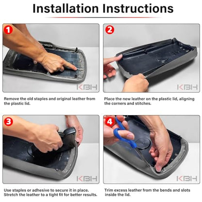 KBH Center Console Armrest Cover Upholstery for Toyota Camry 2012-2017, Vinyl Leather, Middle Console Replacment Covering, Black-Gray Stitch (Leather Part Only) - color: Black-Gray Stitch, size: Camry 2012-2017
