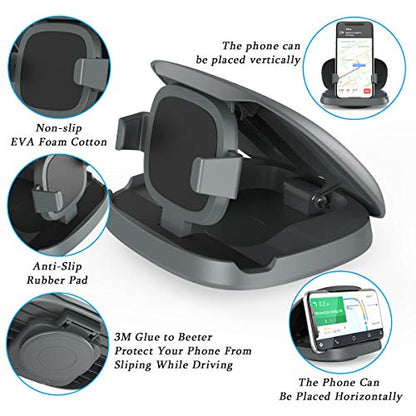 JOYEKY Cell Phone Holder for Car, Vertical Horizontal Car Phone Mount with 360° Rotate Dashboard Cradle Compatible iPhone Samsung Galaxy Android Smartphones, GPS Devices - color: Gray