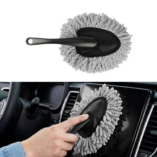 Car Dash Duster Brush, Soft Microfiber Multi-Functional Auto Dash Dust Cleaning Brush, Scratch Free Dusting Tool for Cleaning Vehicle Home Kitchen Computer, Car Accessories (Gray) - color: Gray