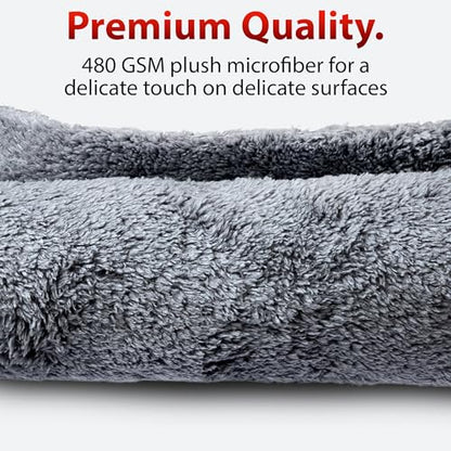 Adam's Borderless Grey Microfiber Towel (6pk) - Premium Ultra Soft Car Detailng Towel Cloths, 480gsm - Safe for Car Wash, Home Cleaning & Pet Drying Cloths (16 Inch x 16 Inch) - size: Pack of 6
