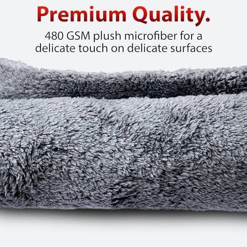 Adam's Borderless Grey Microfiber Towel (1pk) - Premium Ultra Soft Car Detailng Towel Cloths, 480gsm - Safe for Car Wash, Home Cleaning & Pet Drying Cloths (16 Inch x 16 Inch) - size: Pack of 1