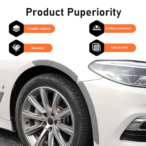 2 PCS Car Wheel Eyebrow Strips, Thickened Anti Collision Arch Lip Trim Strips, Self Adhesive Car Wheel Eyebrow Protector, Universal for Most Vehicles (Gray) - color: Gray