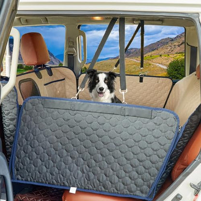 Hard Bottom Car Seat Cover for Dogs, 2025 Upgraded Leather Back Seat Extender Waterproof Dog Car Seat Cover for Back Seat, Non-slip Dog Car Hammock Backseat Pet Cover for Dogs in Car, Support 400LBs