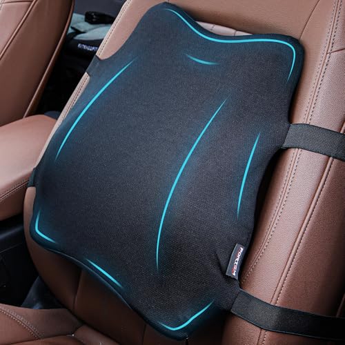 FORTEM Car Seat Cushion, Memory Foam Wedge Cushion for Driving, Car Seat Pad for Comfort, Non Slip Bottom, Adjustable Straps, Washable Cover
