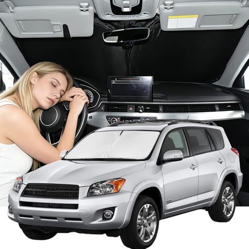 Windshield Sunshade for Toyota RAV4 2006-2012 Sun Shade Windshield Upgrade 4 Layers Blocks UV Rays Custom Fit RAV4 Car Window Shade Front Windshield Keep Cool Foldable Car Accessories - size: for Toyota RAV4 2006-2012