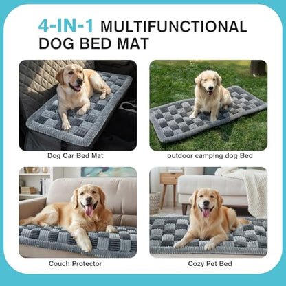 AiQInu Dog Car Bed for Back Seat, Washable Plush Dog Seat Cover, Non-Slip Soft Pet Mat for Car, Truck & SUV, Back Seat Extender Compatible (25.2" x 50.4")