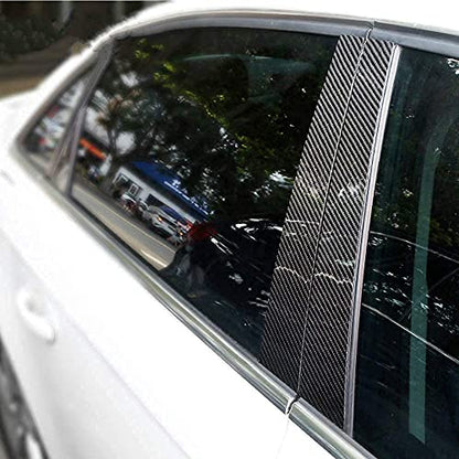 6PCS Car Window Molding Cover Trim Pillars Carbon Fiber Sticker Decal fits for BMW F10 2010 2011 2012 2013 2014 2015 2016 2017 Accessories - color: F10 (2010-2017)