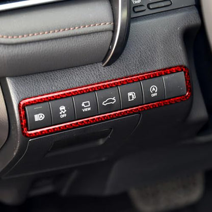 Durable Carbon Fiber Compatible with Toyota Camry 2018-2024 Accessories Car Main Driver Side Multifunction Button Frame Cover Interior Trim Sticker Decal Red - color: Multifunction Button Frame
