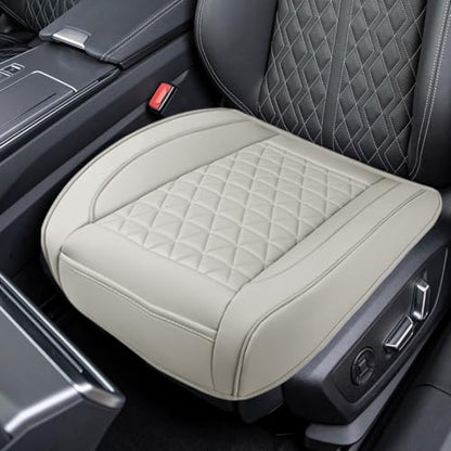 Luxury Faux Leather Car Seat Cover, Anti-Slip Waterproof Universal Front Bottom Seat Protector with Storage Pocket, Triangular Pattern Vehicle Seats Cushion for Sedans, SUVs, Trucks (Grey) - color: Grey