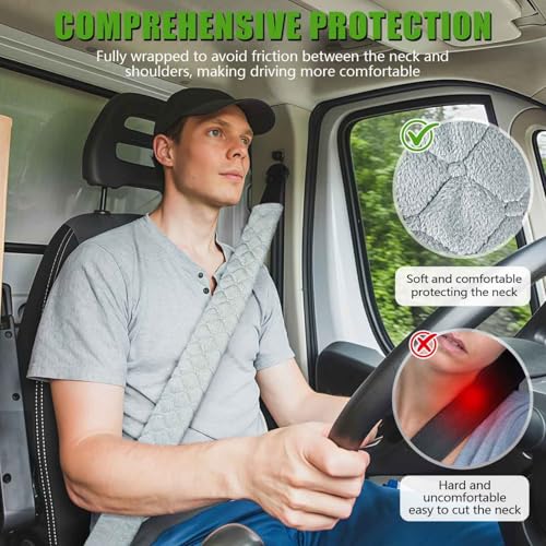 24 Inch Long Car Seatbelt Cover, Soft Comfort Seatbelt Protector Pads Strap Protecting Neck Shoulder Clothes for Car SUVS Truck (Grey) - color: Smoke Gray