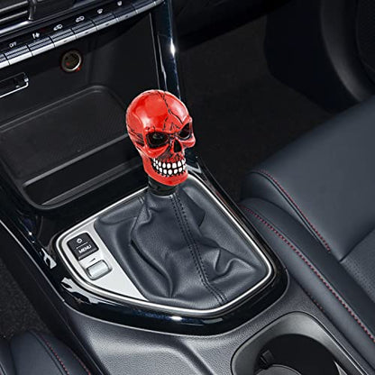 Skull Gear Speed Shift Stick Head Fit Most Cars - color: Red