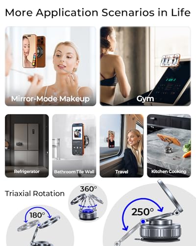 Magnetic Phone Holder for Car 2026 Heavy Duty Model [All Metal] 360° Adjustable Vacuum Suction Car Magsafe Phone Mount Cell Phone Holders for Your Car for iPhone 17 16 Pro Max 15 14 13 12 Plus - color: Black