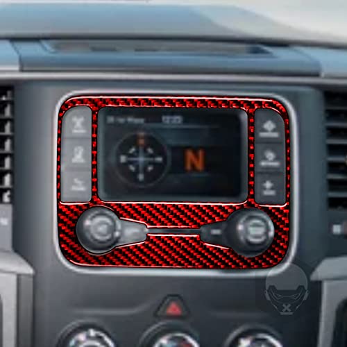 Red Carbon Fiber Color Center Dash Radio Audio Control Panel Cover Navigation Frame Trim Compatible with Dodge Ram 1500/2500/3500 2013 2014 2015 2016 2017 2018, Style B - color: Red 18