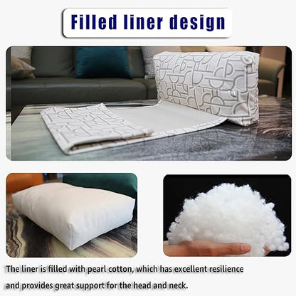 Non-Slip Head Pillow for Recliners - Neck Support Cushion with Velvet Cover for Pain Relief at Home, Office and Travel (Light Geometry) - color: Light Geometry