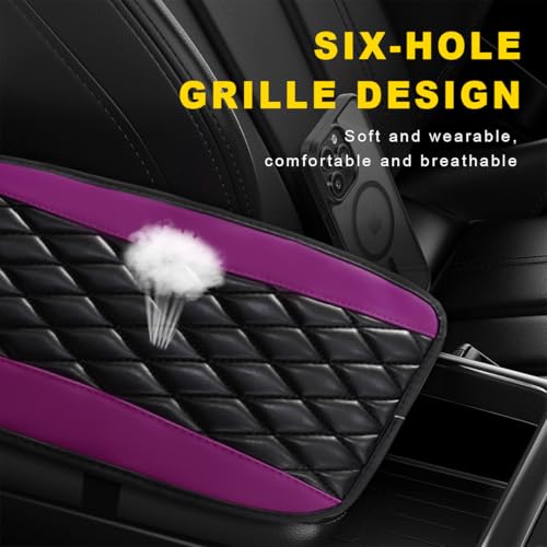 Car Center Console Cushion Pad, 12.6"×7.5" Waterproof Leather Armrest Seat Box Cover Protector, Soft Comfortable Anti-Scratch Arm Rest Console Pad for Most Cars Trucks SUVs (Purple) - color: Purple