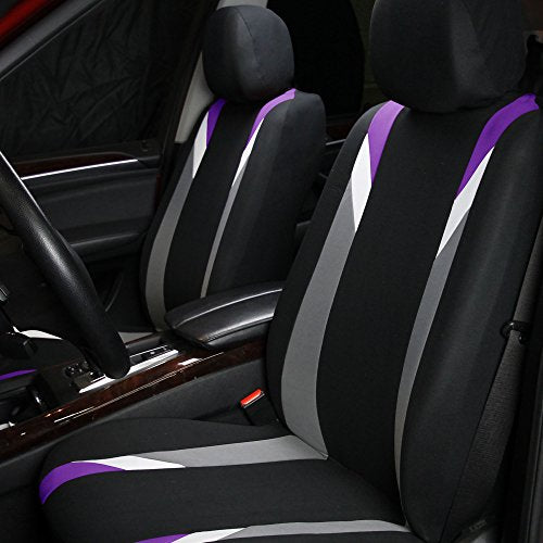 FH Group Premium Modernistic Flat Cloth Car Seat Covers – Universal Fit, Washable Seat Covers for SUV Sedan Van, Purple, Full Set - color: Purple, size: Full Set