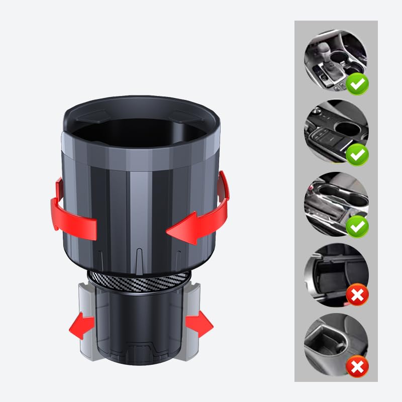 Car Cup Holder Expander, Universal Cup Holder Expander with Adjustable Base, Cup Holder Insert for 10-46 OZ Bottles, Cups, Extra Automotive Cup Holder for Car Fits for Yeti, Hydroflask