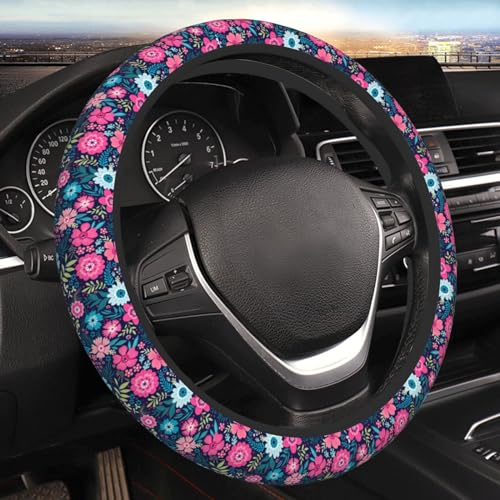 Colorful Flower Elastic Floral Steering Wheel Cover Universal 15 Inch - color: 7