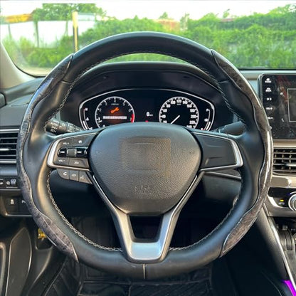 Steering Wheel Cover, Wood Grain Steering Wheel Cover, Car Wheel Cover for Men/Women, Universal Fit for 99% Car Steering Wheel,Steering Wheel Accessories(Wood Grain-Black) - color: Wood grain-Black