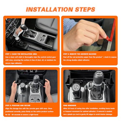 Zihvfzu Center Console Gear Shift Organizer Tray for Jeep Wrangler JL JLU 4xe 2018 2019 2020 2021 2022 2023 2024 2025 2026 & Gladiator JT 2020 2021 2022 2023 2024 2025 2026, Shifter Side Storage Box