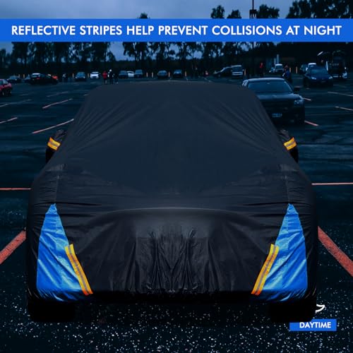 Tesla Model Y Car Cover Waterproof All Weather, 6 Layers Outdoor Full Exterior Cover Rain Sun UV Snowproof Protection with Zipper Cotton, Mirror Pocket and Charging Port - style: Model Y