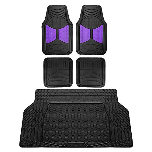 FH Group Monster Eye Full Set Rubber Floor Mats w. Trimmable Vinyl Trunk Liner/Cargo Mat Black- Fit Most Car, Truck, SUV, or Van (Purple/Black) F11313- F16403 - color: Purple /Black, style: Floor Mat + Cargo Mat Set