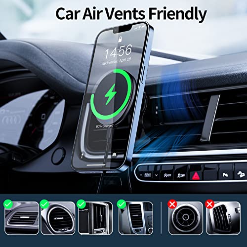 Magsafe Car Mount Wireless Car Charger [15W PRO ] Universal Vent Car Charging Fits iPhone16 Pro Max Plus Mini 17 16 15 14 13 12
