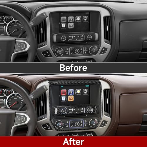 Car Carbon Fiber Decal Cover Interior Trim Central Control Panel B Sticker for Chevrolet Silverado/GMC Sierra 1500 2500HD 3500HD 2014-2018 Accessories - color: Central Control Panel B