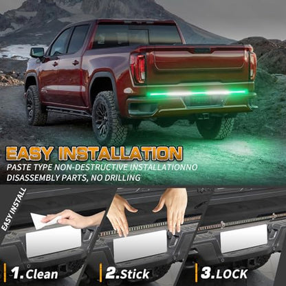 XRIDONSEN 60 inch Truck Tailgate Green White Emergency Lights Strip 360 LED Rear Window Strobe Lights Firefighter POV Light Flashing Warning Hazard Safety First Responder Lights for Vehicles Pickup - color: Green/White
