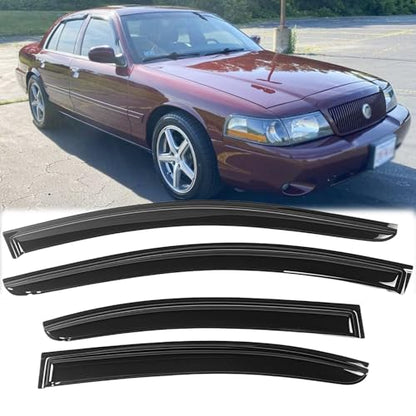 94228 Rainproof Side Window Wind Deflectors for 1992-2011 Mercury Grand Marquis (Excludes Landau Roof) 98-11 Crown Vic (Short Rears) 2003 Marauder, Vent Deflector Nice Looking Window Visors - size: Grand Marquis