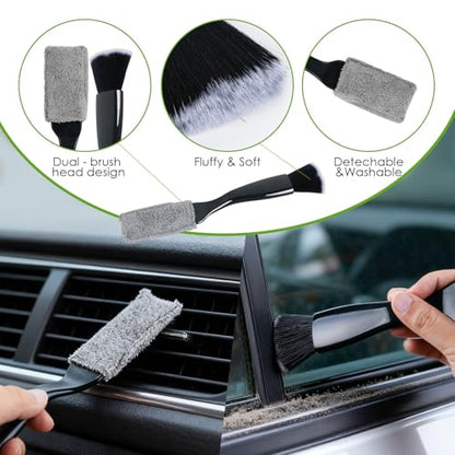 8PCS Windshield Cleaner Tool, Car Windshield Cleaner Tool with Extendable Handle 180° Rotation,Car Window Cleaner with 4 Reusable Microfiber Pads+100ml Spray Bottle+1 Detailing Brush