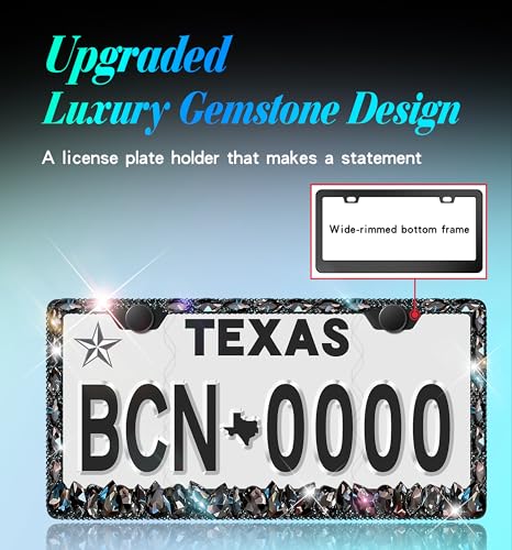 Rhinestone License Plate Frames 1 Pack Sparkly Glitter Bedazzled License Plate Frame Bling License Plate Holder Cover - High End Gift Box Packaging Bling Car Accessories for Women - color: CPJ-03-black-1pack