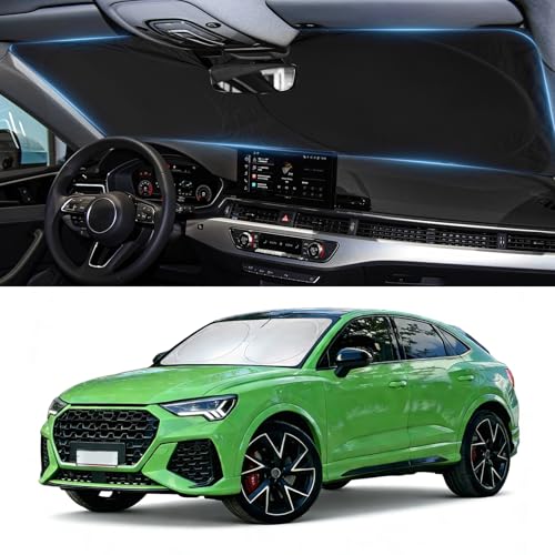 Sun Shade for Q3 Windshield Sunshade Custom fit for Audi Q3 2013-2018 Accessories Foldable Front Window Cover Retractable Sun Visor Protector Keep Interior Cool UV Blocker - size: for Audi Q3 2013-2018