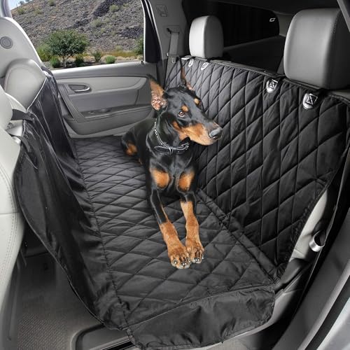 4Knines Dog Backseat Cover with Hammock for Cars, SUVs, and Trucks – Waterproof Layers, Nonslip Seat Protector, Durable Nylon Clips, K9 Shield with Heavy Duty Thread, (Extra Large, Black) - color: Black, size: X-Large