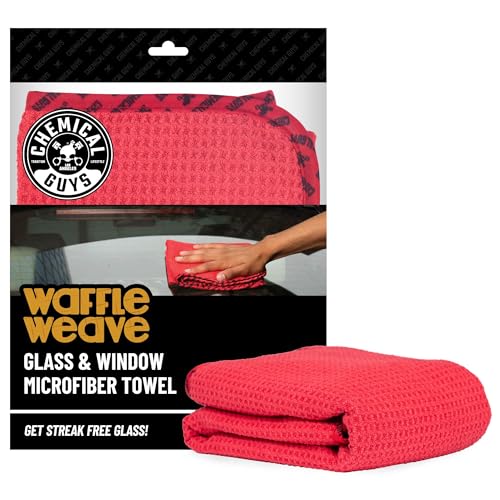 Chemical Guys Waffle Weave Glass & Window Microfiber Towel - Red 24 x16 Inch Scratch-Free Detailing Cloth for Cars, Trucks, SUVs & Home, Streak-Free Cleaning for Glass, Mirrors & Windows - color: Red, size: 24"x 16"