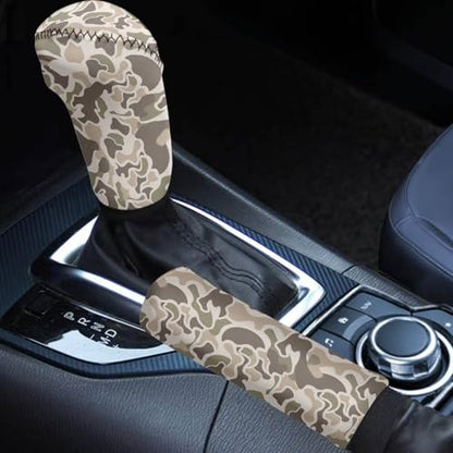 Handbrake and Gear Shift Knob Cover 2 Piece Automobile Hand Brake Cover Car Interior Accessories - color: Duck Camo-D