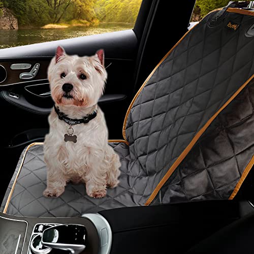 Front Seat Cover for Dogs Waterproof Car Seat Cover Protects Seats from Hair, Dirt, and Liquid Messes Scratch Proof Nonslip Bucket Seat Cover for Pet of Cars,Trucks and SUVs - color: BLACK