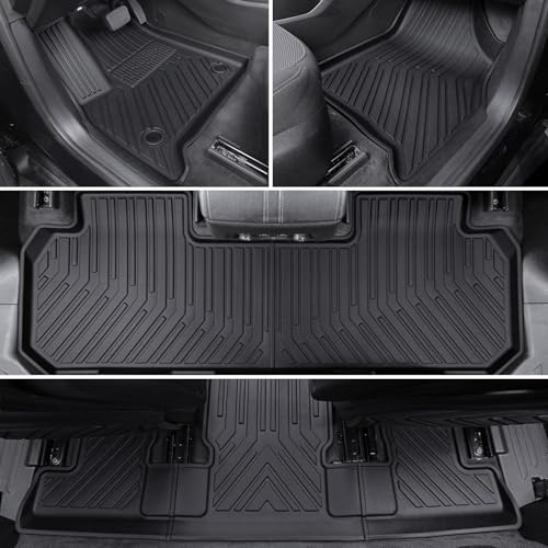 Floor Mat Cargo Mats for 2018-2022 2023 Chevrolet Chevy Traverse 7 Seats Car Mat Accessories, All Weather TPE Backrest and Lower Trunk Cargo Liner (18-23 7 Seats Set) - style: 18-23 7 Seats-Mats Set