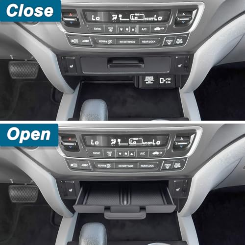 PIMCAR Removable Tray for 2016-2022 Honda Pilot/2017-2026 Honda Ridgeline/2019-2025 Honda Passport Center Console Organizer Storage Box Interior Accessories (Only Fit Models with Cubby) - size: Cente Console Drawer