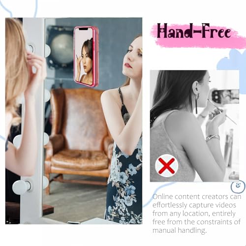 LvShuLiangPin Silicone Suction Phone Case Mount, Silicon Adhesive Phone Grip for Smartphones, Hands-Free Mirror Shower Phone Holder for Selfies, Tiktok Videos (LPK&WHT&TP&BLK) - color: LPK&WHT&TP&BLK