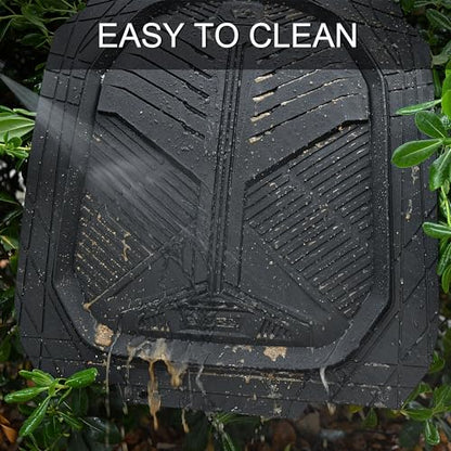 CAR PASS Heavy Duty Rubber Car Mats, Deep-Dish 2-Piece Car Floor Mats Front Only, All Weather Protection Universal Trim-to-Fit for SUVs Trucks Sedans, Waterproof Anti-Slip, Black - color: Front Only Black