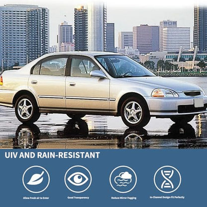 4PCS Rain Guards Window Visors Wind Deflector Fits for 1996-2000 Honda Civic 4-Door Sedan, Front & Rear Outside Mount Vent Shade Shield, 1996 1997 1998 1999 2000 - size: For 1996-2000 Honda Civic
