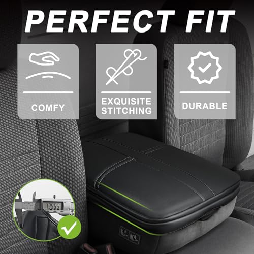 Muslogy Center Console Armrest Cover Fit for Dodge Ram1500/2500/3500 2002-2012 Accessories, Comfort Armrest Pad Console Lid Cushion Vegan Leather 1-Inch Extra Thick(Jump Seat ONLY) - size: 3) 02-12 |Ram1500/2500/3500| Jump Seat, +Thick