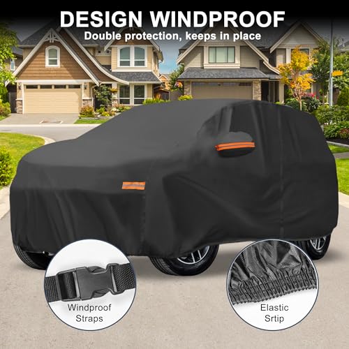 X AUTOHAUX Car Cover for Jeep Grand Cherokee 2002-2025 Aluminum Film Outdoor Waterproof Sun Rain Snow Hail Protection with Driver Door Zipper - size: For Jeep Grand Cherokee 2002-2023