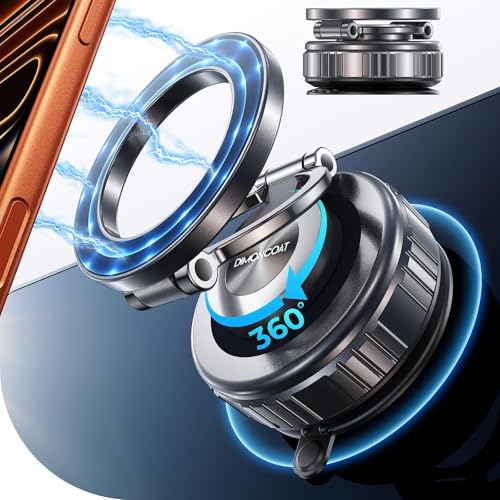 Magnetic Phone Holder for Car 2026 Heavy Duty Model [All Metal] 360° Adjustable Vacuum Suction Car Magsafe Phone Mount Cell Phone Holders for Your Car for iPhone 17 16 Pro Max 15 14 13 12 Plus - color: Black