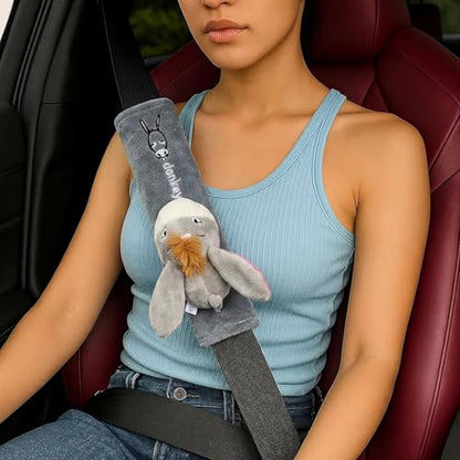 UNICOLD 2-Pack Ultra-Soft Short Plush Seatbelt Cover, Cute Animal Edition – Cloud-Like Shoulder Pad for a Comfy Ride for Adults & Kids (G-Donkey) - style: G-Donkey