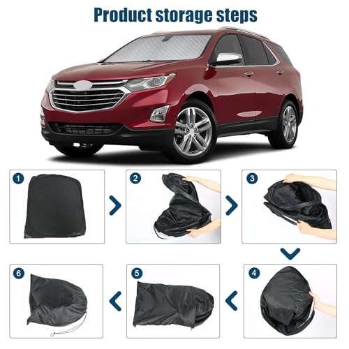 6 Layers Custom Fit Windshield Sun Shade for 2017-2024 Equinox, Foldable Car Sunshade with Storage Bag, Heat Reflective & UV Protection - size: 2017-2024 Chevrolet Equinox