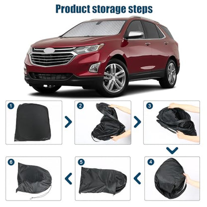 6 Layers Custom Fit Windshield Sun Shade for 2017-2024 Equinox, Foldable Car Sunshade with Storage Bag, Heat Reflective & UV Protection - size: 2017-2024 Chevrolet Equinox